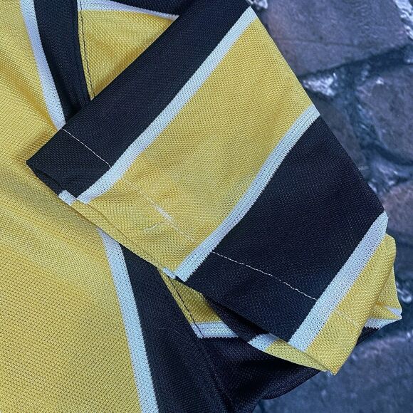 Vintage Nike Soccer Jersey Yellow Black Striped Center Swoosh Size M 90s Team - Picture 11 of 16